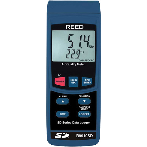 Analyseur de la qualit&eacute; d'air int&eacute;rieur &agrave; enregistrement de donn&eacute;es avec certificat de calibration - Reed Instruments R9910SD-NIST