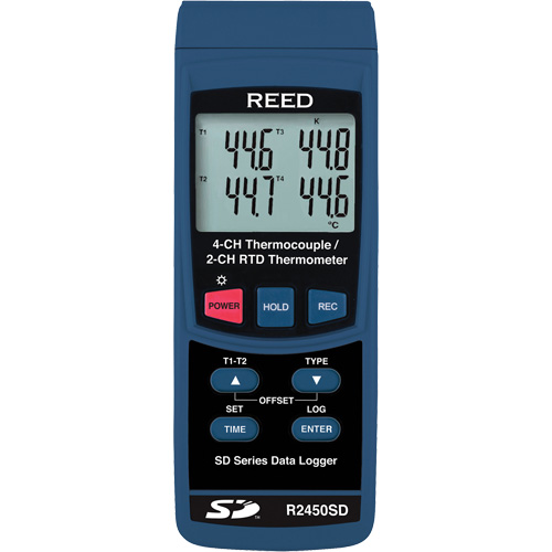 Data Logging Thermocouple Thermometer with Calibration Certificate - Reed Instruments R2450SD-NIST