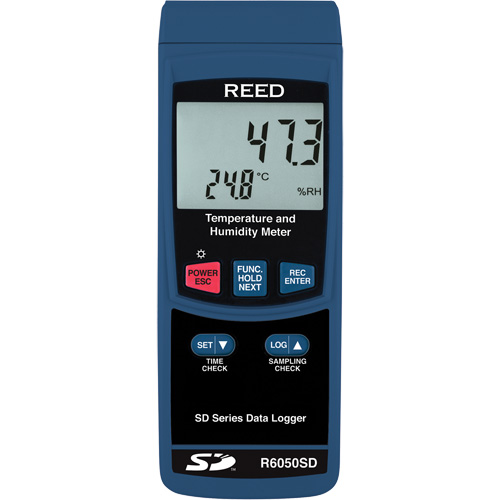 Data Logging Thermo-Hygrometer with Calibration Certificate, 5% - 95% RH, 32° - 122° F ( 0° - 50°C ) - Reed Instruments R6050SD-NIST