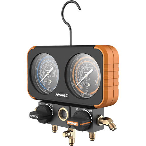 Impact-Resistant Pro Plus Manifold Gauge, 3-1/8" , 500 - 800 psi, Bottom Mount, Analogue -  