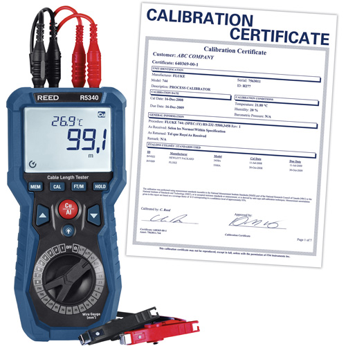 Cable Length Tester with Calibration Certificate - Reed Instruments R5340-NIST