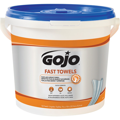 Serviettes nettoyantes Fast Wipes, 130 lingettes, 10" x 9" - Gojo 6298-04
