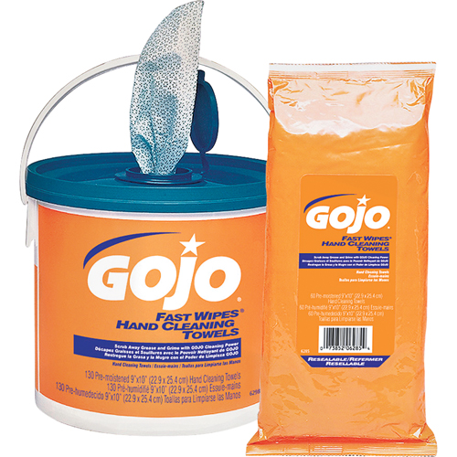 Serviettes nettoyantes Fast Wipes, 130 lingettes, 10" x 9" - Gojo 6298-04