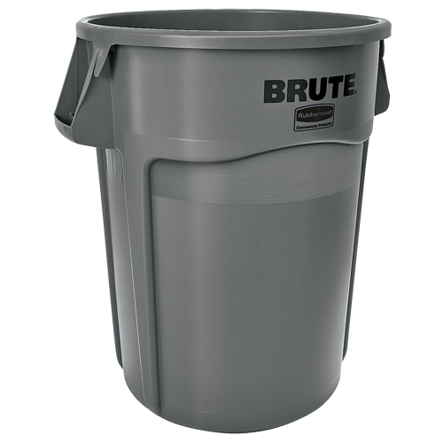 Round Brute&reg; Containers, Polyethylene, 10 US gal. - Rubbermaid FG261000GRAY