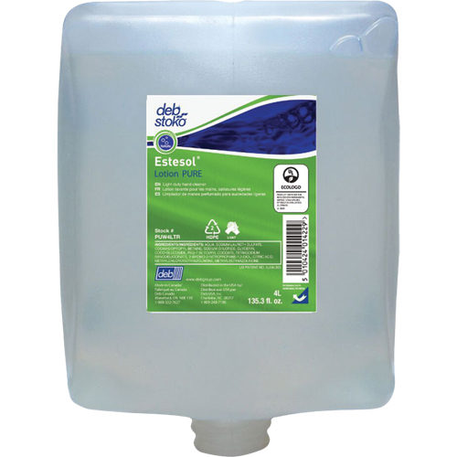 Savon pour les mains, les cheveux et le corps Estesol PURE, Cr&egrave;me, 4 L, Recharge, Fraîcheur - SC Johnson Professional PUW4LTR