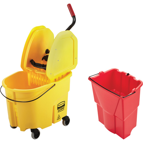 Ensemble de seau pour vadrouille et essoreuse WaveBrake, Pression vers le bas, 8,75 gal. US (35 pintes), Jaune - Rubbermaid 