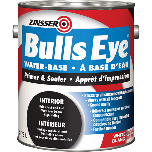 Appr&ecirc;t &agrave; base d'eau Bulls Eye, 3,78 L, Gallon, Blanc - Zinsser 254067