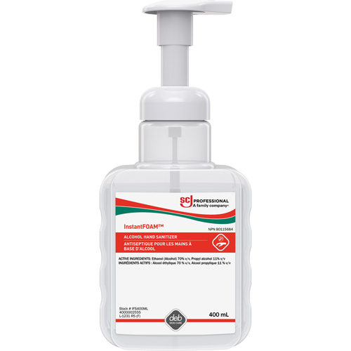 D&eacute;sinfectant pour les mains Instantfoam, 400 ml, Bouteille &agrave; pompe, 70 % alcool - SC Johnson Professional IFS400ML