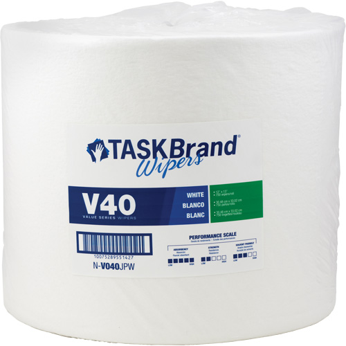 TaskBrand&reg; V40 Value Series Wipers, All-Purpose, 13" L x 12" W - Hospeco N-V040JPW