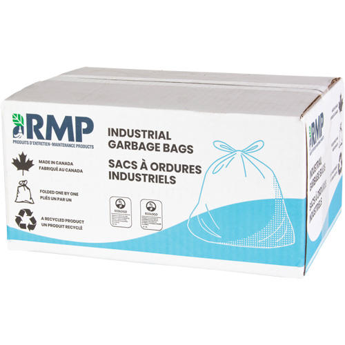 Sacs &agrave; d&eacute;chets de calibre industriel, T-Fort, 50" la x 50" lo, 1,5 mil, Transparent, Capacit&eacute; 242 L (55 gal.) - Produits d’entretien RMP 