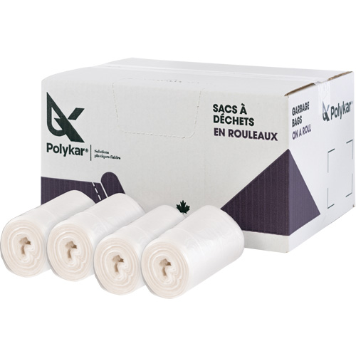 High Density Garbage Bags, Utility, 28" W x 30" L, 13 microns, Frosted, 88 L (20 Gal.) Capacity - Polykar HD3038C500