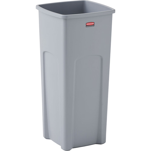 Untouchable&reg; Square Container, Plastic, 23 US gal. - Rubbermaid FG356988GRAY