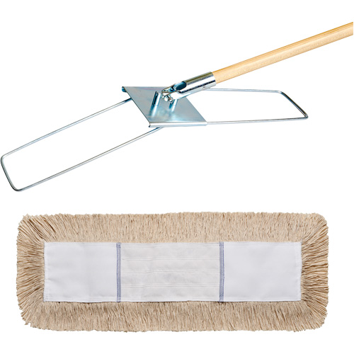 Break-Ezy Dust Mop System, Slip On Style, Cotton, 48" L x 5" W - M2 Professional 