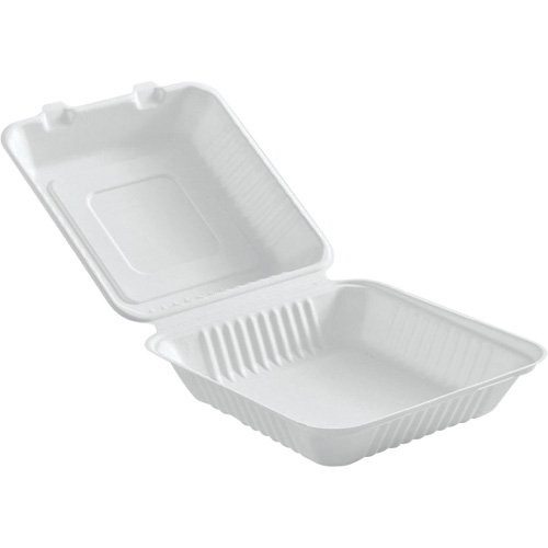 Compostable Hinged Food Containers, Bagasse, Square - Globe 6012