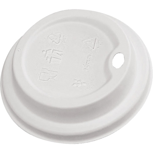 Couvercles &agrave; boire en d&ocirc;me blanc compostables - Globe 6081