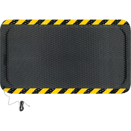 Hog Heaven Electrically Conductive Mat, 3' W x 5' L, 5/8" Thickness, Black/Yellow, Nitrile - M+A Matting 4511235100