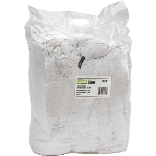 Chiffons fabriqu&eacute;s &agrave; partir de mat&eacute;riaux recycl&eacute;s, Coton, Blanc, 25 lb - Produits d’entretien RMP 
