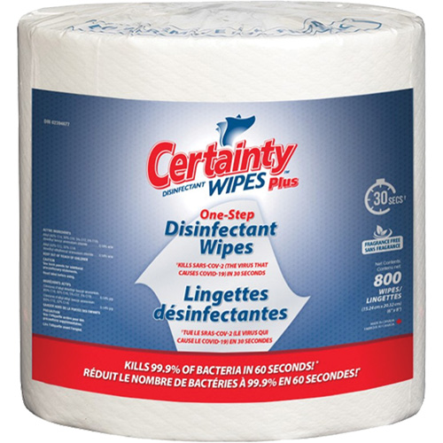 Lingettes d&eacute;sinfectantes, 7-9/10" x 5-9/10", 800 lingettes - Certainty 99000