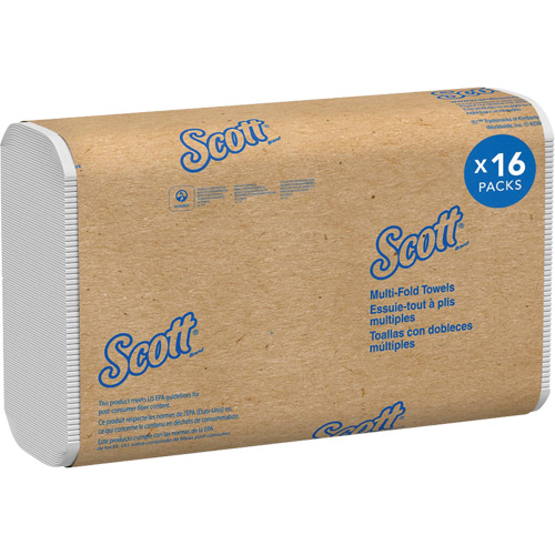 Essuie-tout &agrave; plis multiples en fibres recycl&eacute;es &agrave; 100 % Scott, 1 pli, 9-2/5" lo x 9-1/5" la, 250 /pqt - Kimberly-Clark 01807