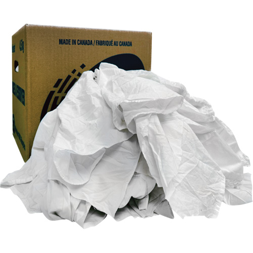 Chiffons recycl&eacute;s, Coton, Blanc, 10 lb - Rotex RD462-C10-SCAN