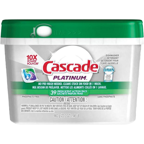 D&eacute;tergent pour lave-vaisselle Platinum ActionPacs, Capsules, 663 g, Fraîcheur - Cascade 13605269