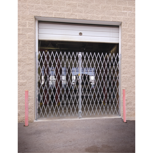 Galvanized Folding Security Gates, Fixed Double Folding, 8' L x 7' H Expanded - Illinois Engineered Products PFG875