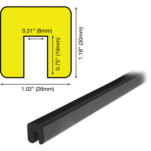 G Profile 5M Edge Protection Bumper Guard, 2' (0.6096 m) Long - Knuffi 60-6760-3