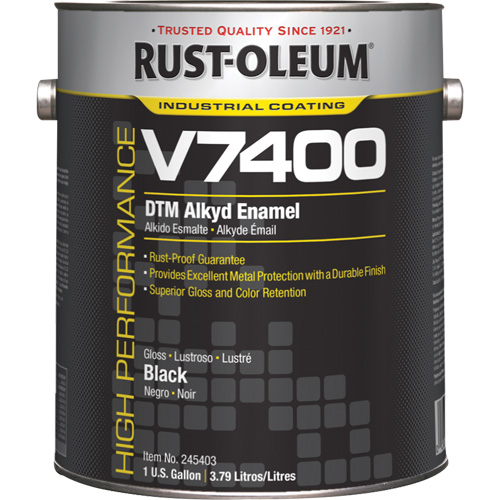 Peinture d&eacute;mail DMT alkyde V7400 System 340 &agrave; haut rendement, Noir, Tr&egrave;s brillant, Gallon - Rust-Oleum 245403