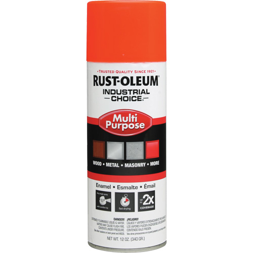 Peinture en a&eacute;rosol &agrave; usages multiples syst&egrave;me 1600 Industrial Choice, Orange, Brillant, 12 oz, Canette a&eacute;rosol - Rust-Oleum 1654830