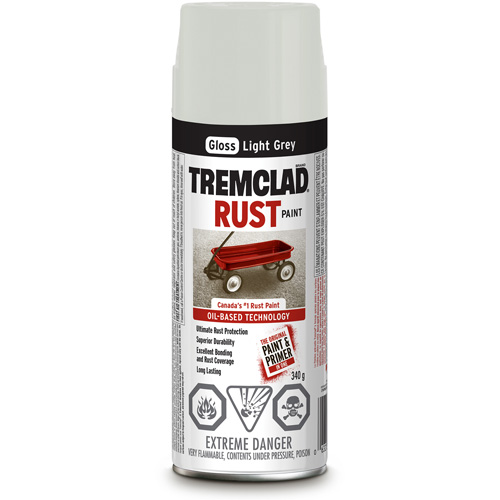 Tremclad&reg; Oil Based Rust Paint, Light Grey, Gloss, Aerosol Can - Rust-Oleum 27047B522