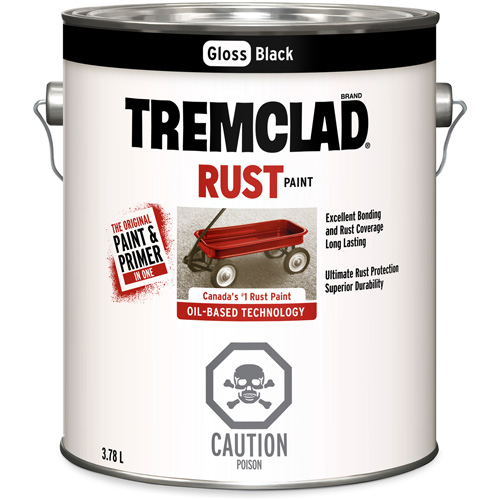 Peinture antirouille &agrave; base dhuile Tremclad, Noir, Brillant, 3,78 L, Gallon - Rust-Oleum 27026X155