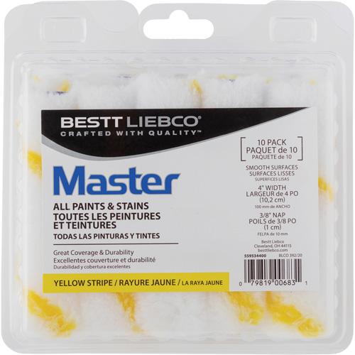 Mini rouleaux &agrave; bande jaune Stripe, Nap 10 mm (3/8"), 101,6 mm (4") l - Bestt Liebco 559534400