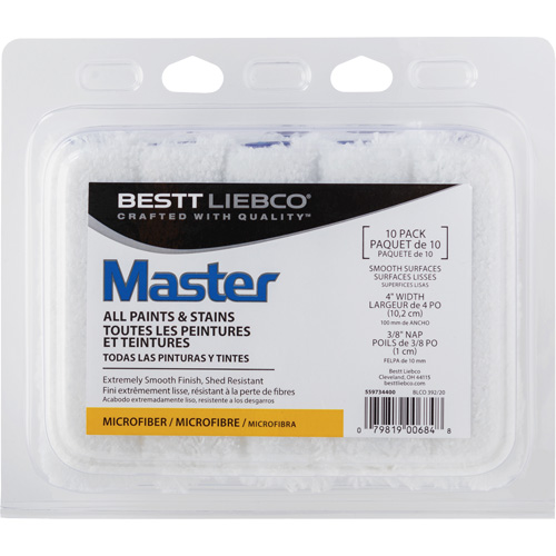 Master Microfiber Roller Cover, 10 mm (3/8") Nap, 101.6 mm (4") L - Bestt Liebco 559734400