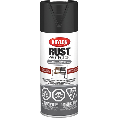 Appr&ecirc;t convertisseur de rouille Rust Protector, Appr&ecirc;t noir, Tr&egrave;s mat, 12 oz, Canette a&eacute;rosol - Krylon Industrial 469042008