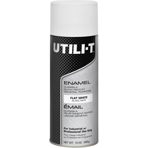 UTILI-T General Purpose Enamel Spray Paint, White, Flat Finish, 10 oz./283 g, Aerosol Can - Rust-Oleum 387399