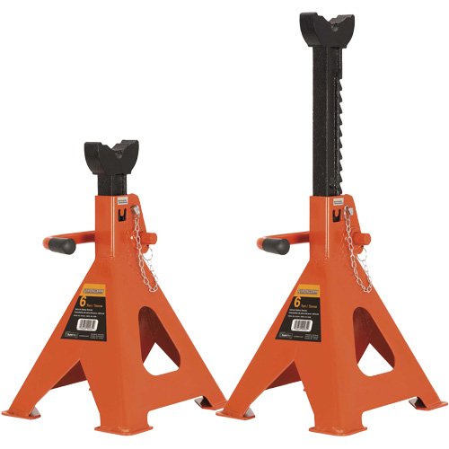 856A Jack Stands, Locking Handle/Ratchet, 6 Ton(s) Capacity, 15-1/2" - 24" H - Strongarm 032244