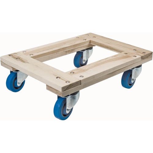 Chariots en bois franc - usage intensif, Roues en Caoutchouc, Capacit&eacute; de 1400 lb, 18" la x 30" p x 7" h - KLETON 