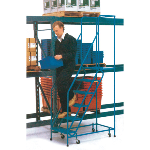 CSA-Certified Rolling Step Ladder, 6 Steps, 22" Step Width, 55" Platform Height, Steel - KLETON 