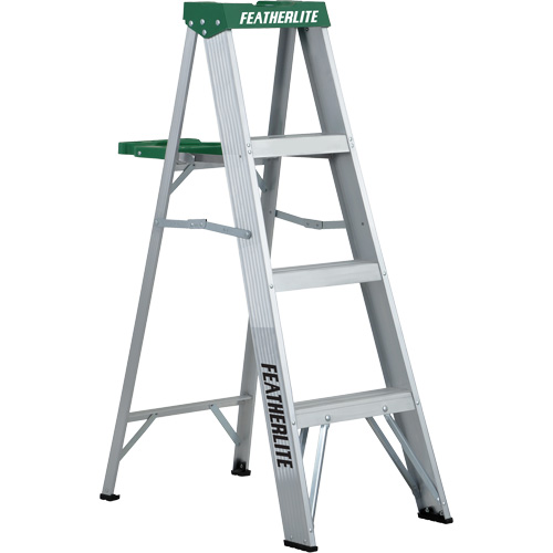 Commercial Duty Stepladders (2400 Series), 4', Aluminum, 225 lbs. Capacity, Type 2 - Featherlite 2404
