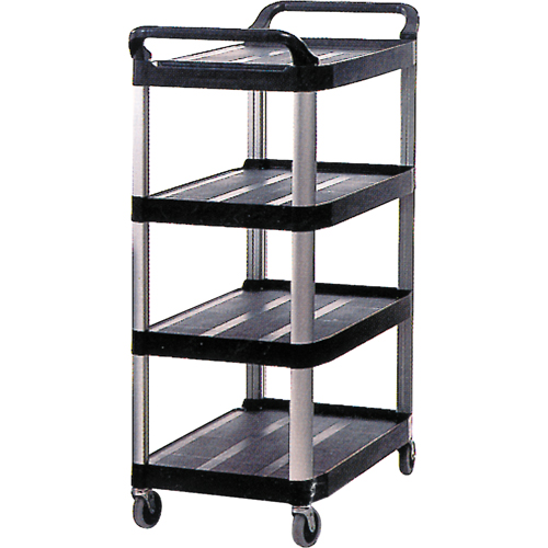 Utility Cart, 4 Tiers, 20" x 51" x 40-5/8", 300 lbs. Capacity - Rubbermaid FG409600BLA
