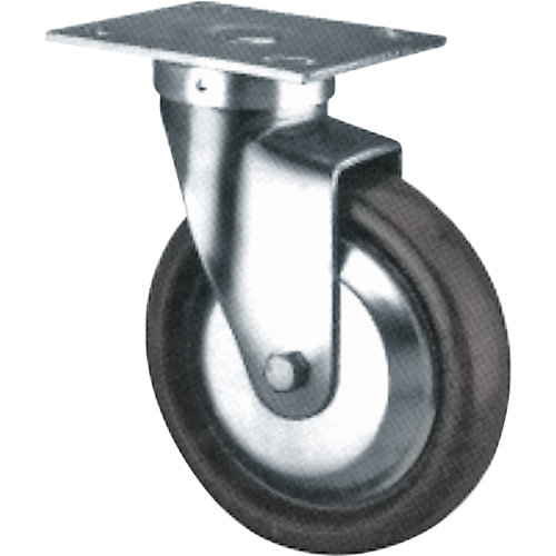 Roulette &agrave; usage moyen/robuste, Fixe, 5" (127 mm), Elastom&egrave;re dur, 600 lb (272 kg) - Darcor 31-75R-PSE