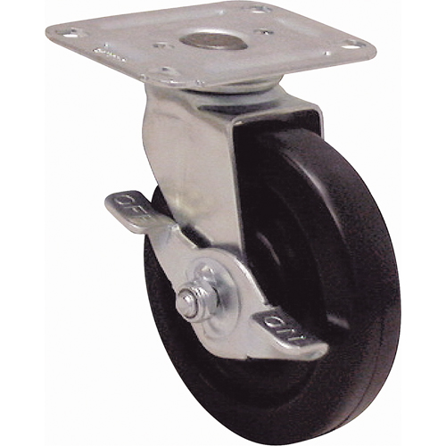 Roulette &agrave; usage l&eacute;ger, Fixe avec frein, 5" (127 mm), Ur&eacute;thane, 250 lb (113 kg) - Algood R1953-A27D-UG-SLB