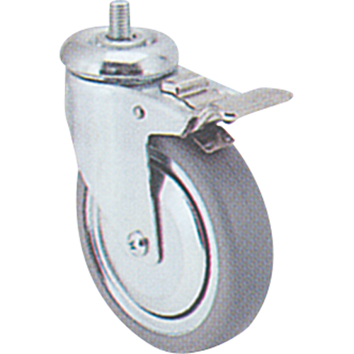 Zinc Plated Caster, Swivel with Brake, 4" (102 mm) Dia., 200 lbs. (91 kg.) Capacity - Can Am Y480T-PPB-ST