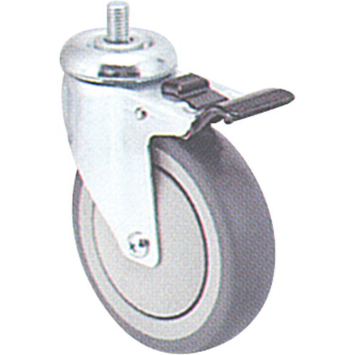 Zinc Plated Caster, Swivel with Brake, 4" (102 mm) Dia., 200 lbs. (91 kg.) Capacity - Can Am Y480D-PPB-ST