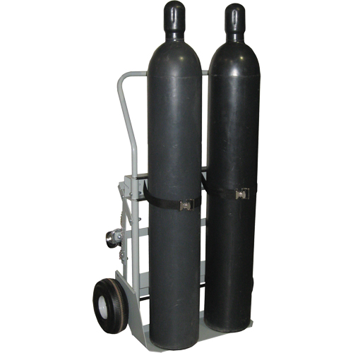Four-Wheel Cylinder Hand Trucks, Pneumatic Wheels, 28" W x 6" L Base, 1000 lbs. - Justrite 35032