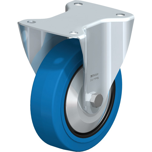 Blue Elastic Caster, Rigid, 6" (152.4 mm), Rubber, 770 lbs. (349 kg.) - Blickle B-POEV 160R-SB-FA
