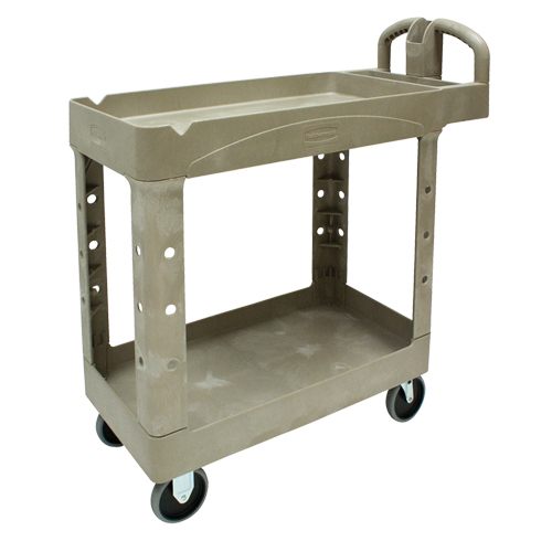 Heavy Duty Utility Cart - 4500-88, 2 Tiers, 17-1/8" x 33-1/4" x 39", 500 lbs. Capacity - Rubbermaid FG450088BEIG