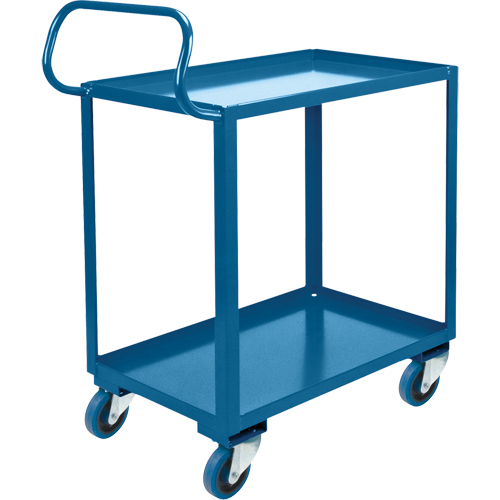 Chariot ergonomique &agrave; tablettes, 800 lb Capacit&eacute;, Acier, 26" la x 37" ha x 38" p, Bordure vers le haut - KLETON 