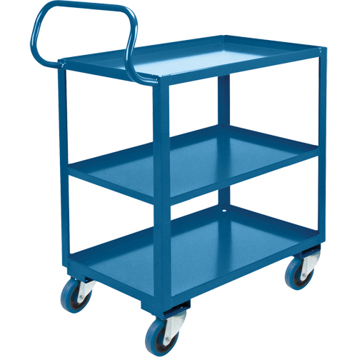 Chariot ergonomique &agrave; tablettes, 800 lb Capacit&eacute;, Acier, 26" la x 37" ha x 38" p, Bordure vers le haut - KLETON 