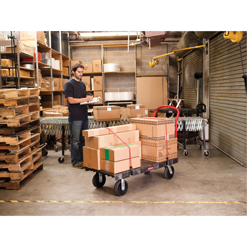 Heavy-Duty Platform Truck, 48" L x 24" W, 1200 lbs. Cap., Pneumatic Wheels - Rubbermaid FG443610BLA